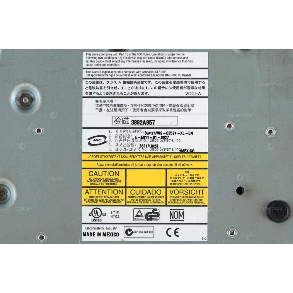 WS-C3524-XL-EN CISCO CATALYST 3524 24 PORT 100MB ETHERNET 2 PORT GBIC SWITCH