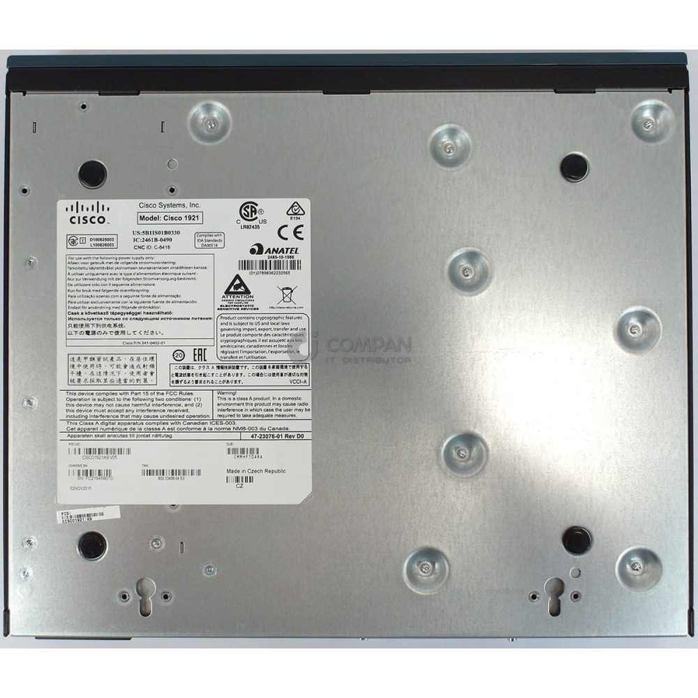 CISCO1921-K9 CISCO 1900 SERIES MODULAR ROUTER 2GE 2EHWIC 10/100/100 81-03829-S