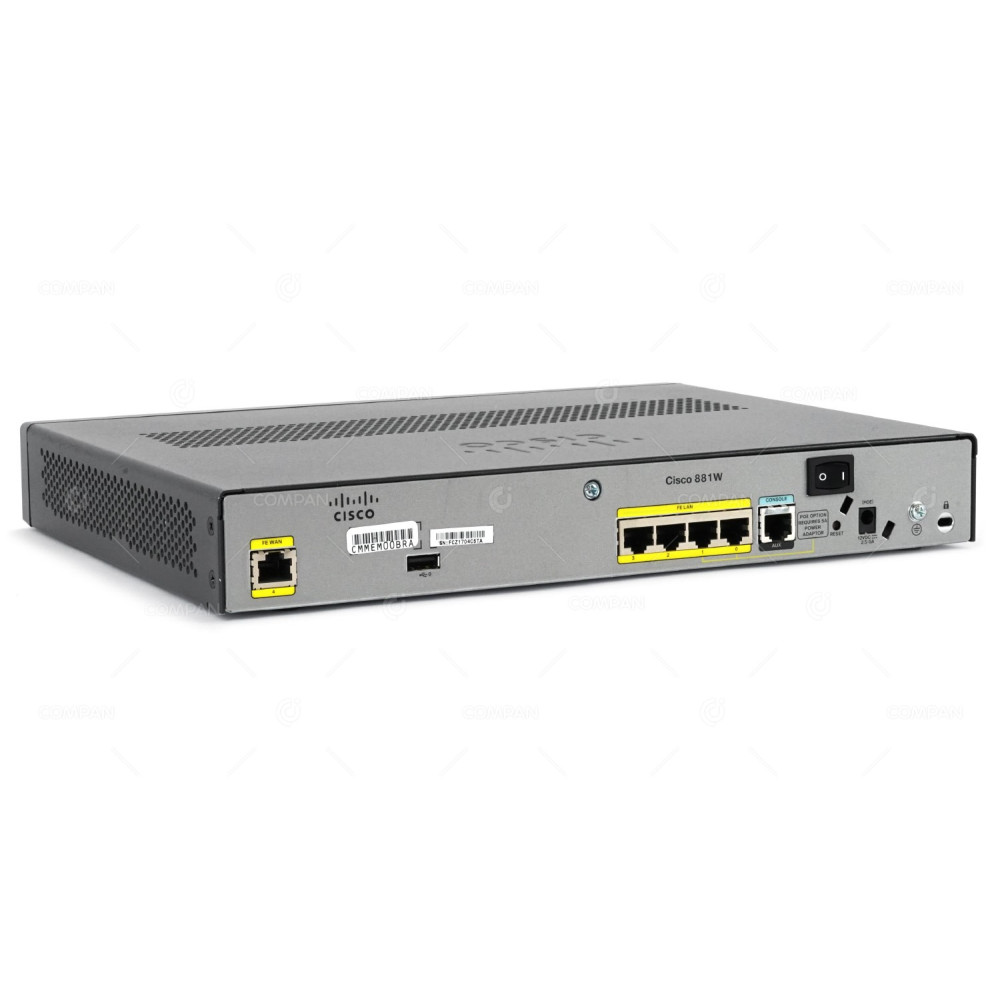 C881W-E-K9 CISCO 881 4 PORT 100MB ETHERNET POE INTEGRATED SERVICES ROUTER
