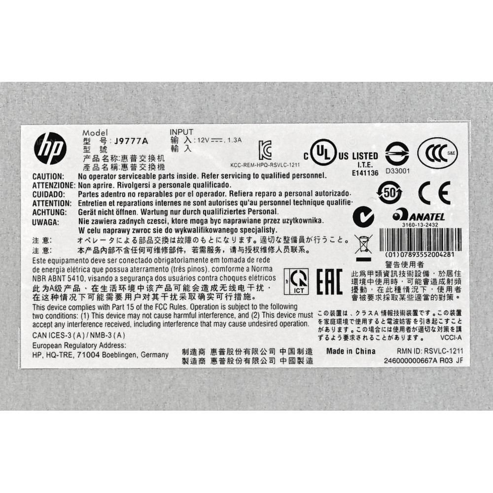 J9777A HP 2530 10-PORT 1GB RJ-45 2 PORT 1GB SFP SWITCH