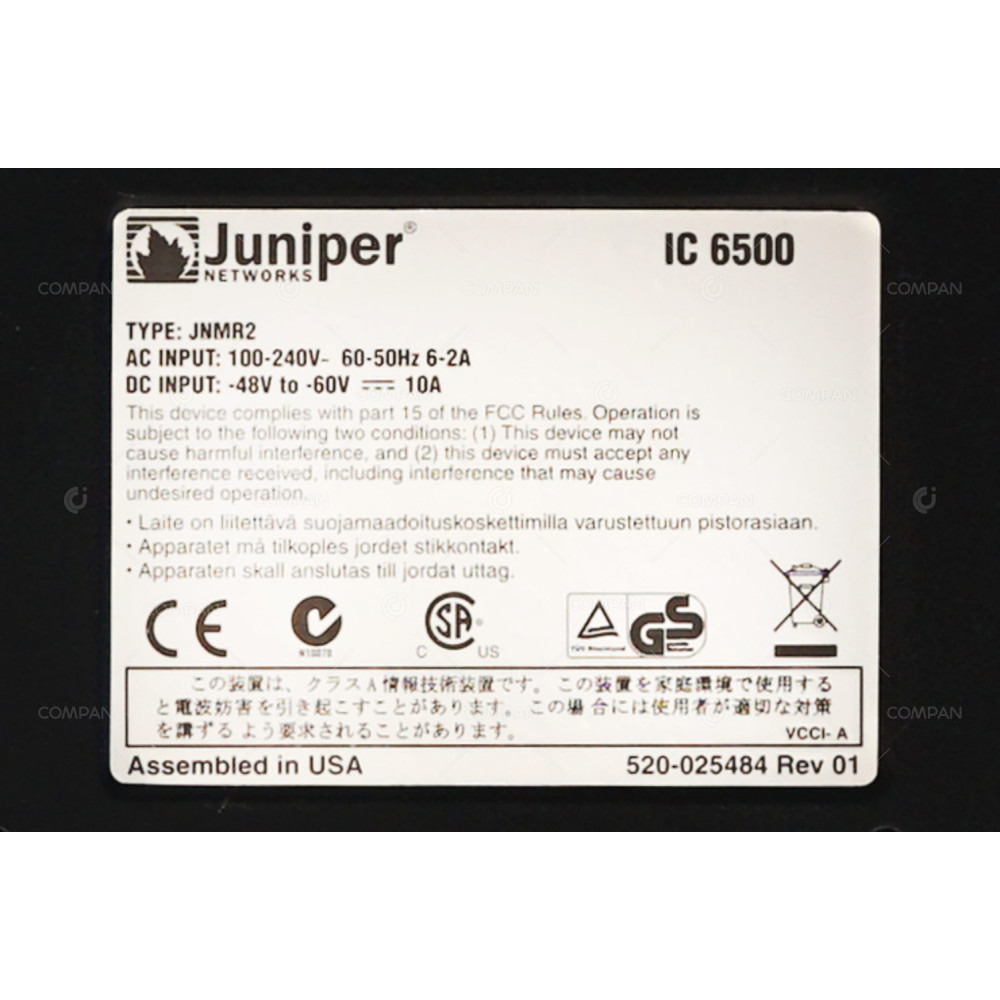 520-025484 JUNIPER IC6500 INFRANET CONTROLLER 6500