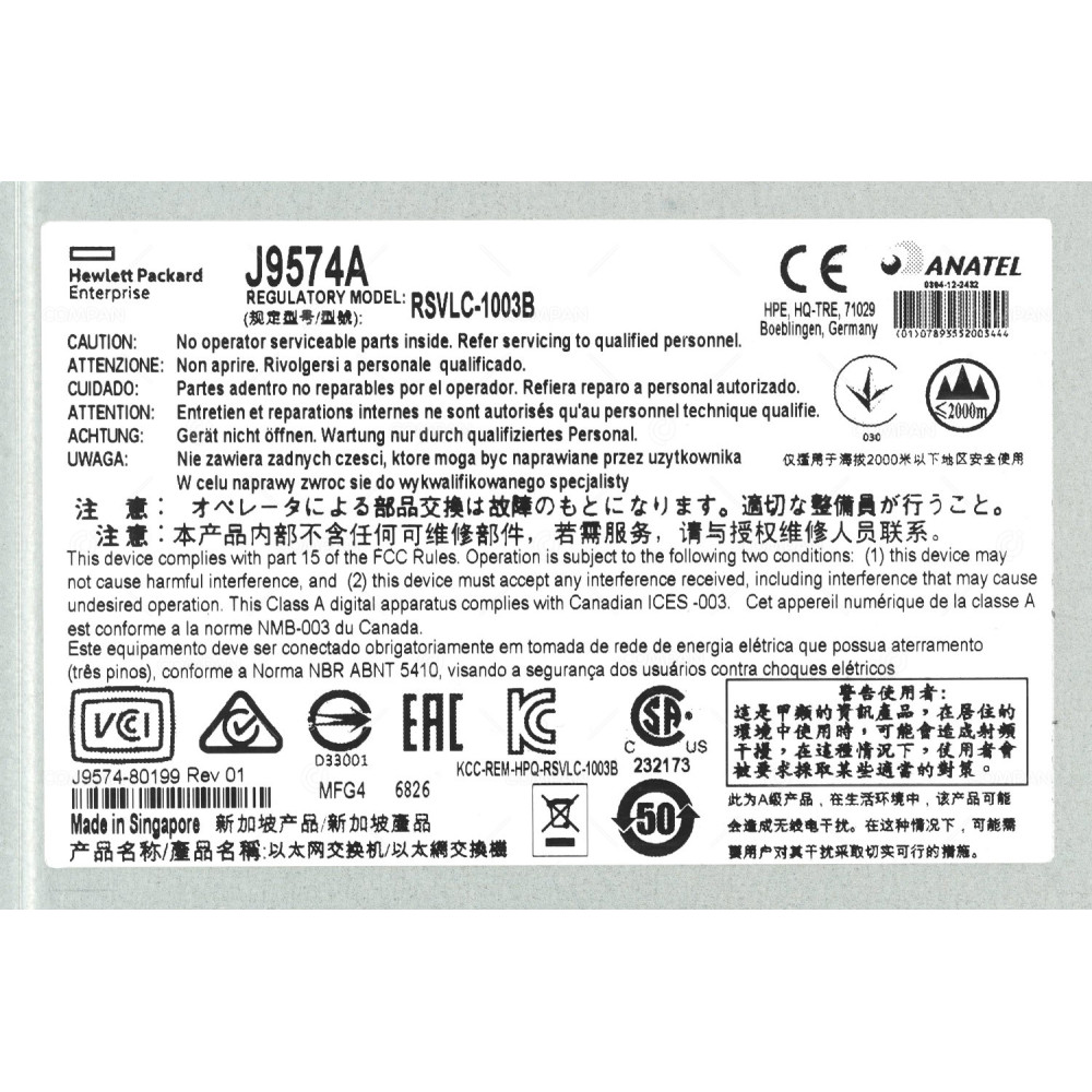 J9574A HP E3800 48 PORT 1GB ETHERNET POE+ 1080W 4 PORT 10GB SFP+ SWITCH  E3800 48G-4SFP+, RSVLC-1003B