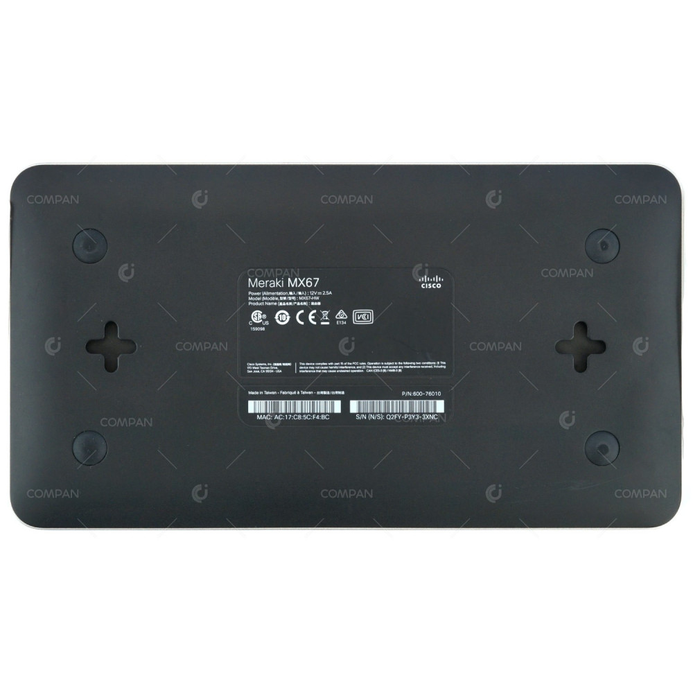 MX67-HW CISCO MERAKI MX67 1 PORT 1GB WAN 4 PORT 1GB ETHERNET FIREWALL CLAIMED
