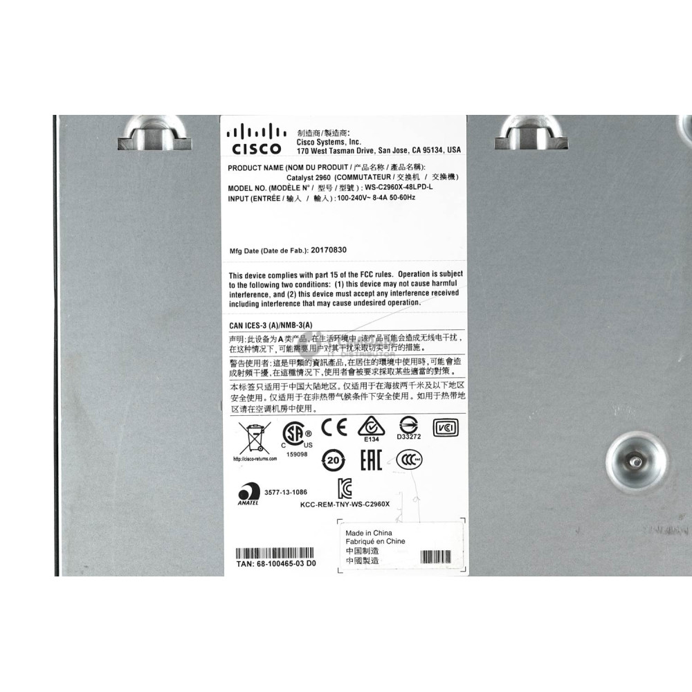 WS-C2960X-48LPD-L CISCO CATALYST 2960-X 48 PORT RJ-45 POE+ 2 PORT 10GB SFP+