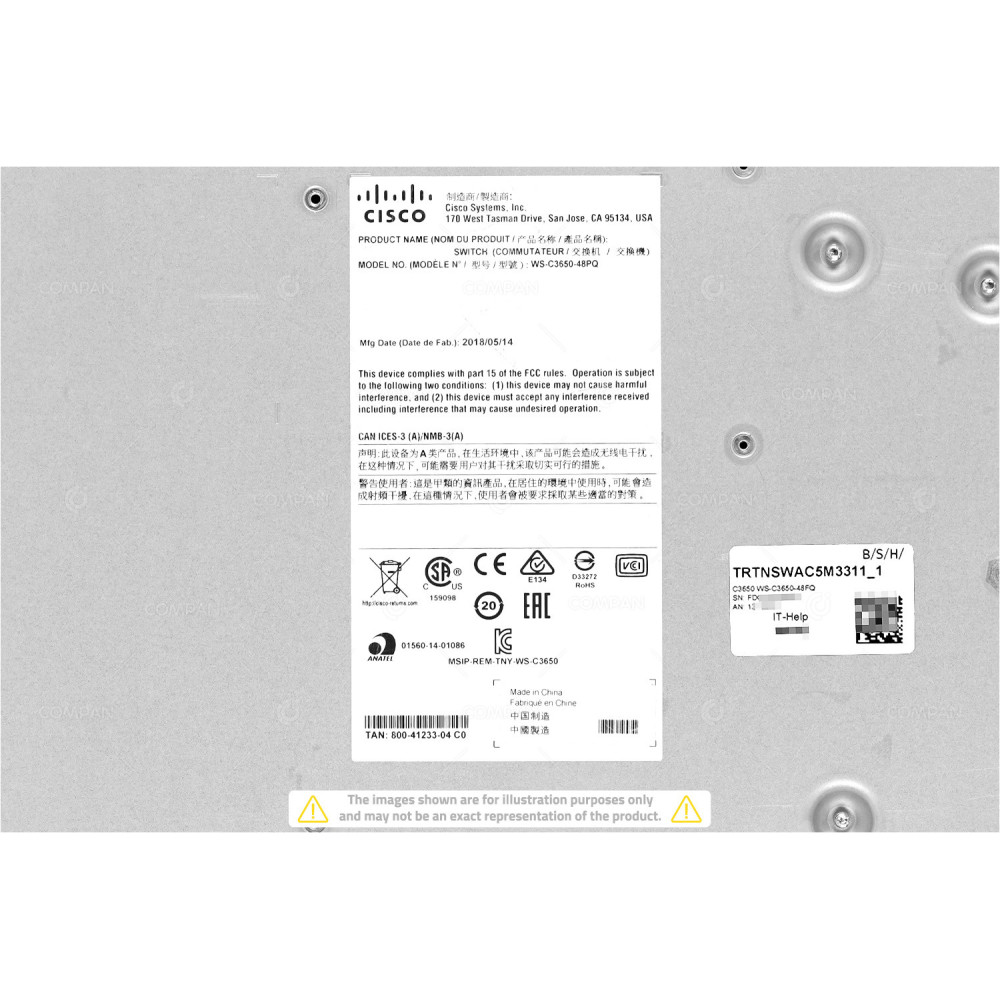 Cisco Catalyst WS-C3650-48FQ-L 48x RJ-45 1Gb 4x SFP+ 10Gb Power over Ethernet Switch