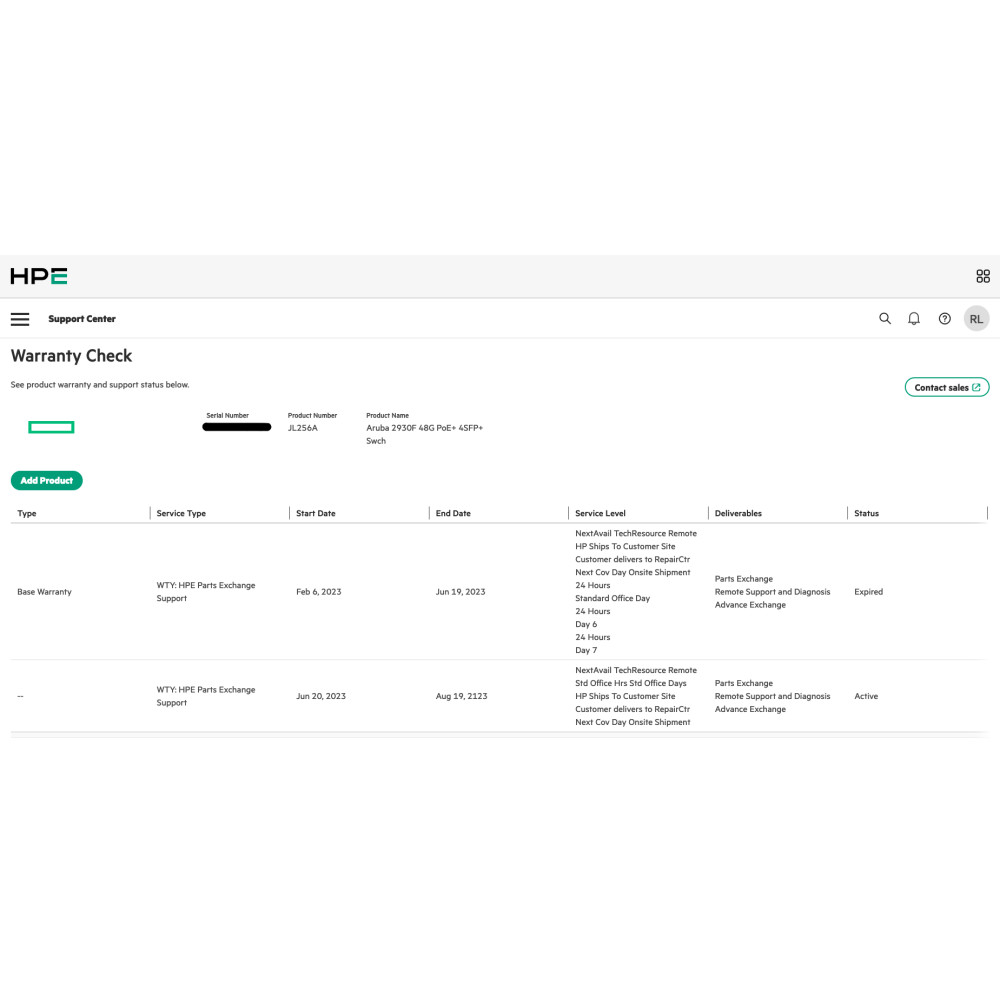 HPE Aruba JL256A 48x RJ-45 1G 4x SFP+ 10G PoE Switch / HPE Parts Exchange Support