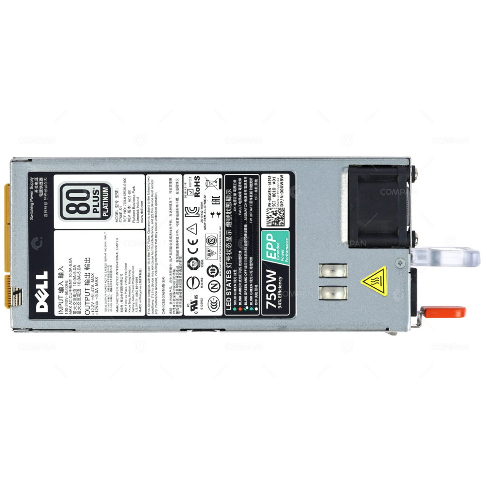 0XW8W DELL 750W PSU FOR R630 R730 R730XD R540 R640 R740 R940 T430 T630 G13