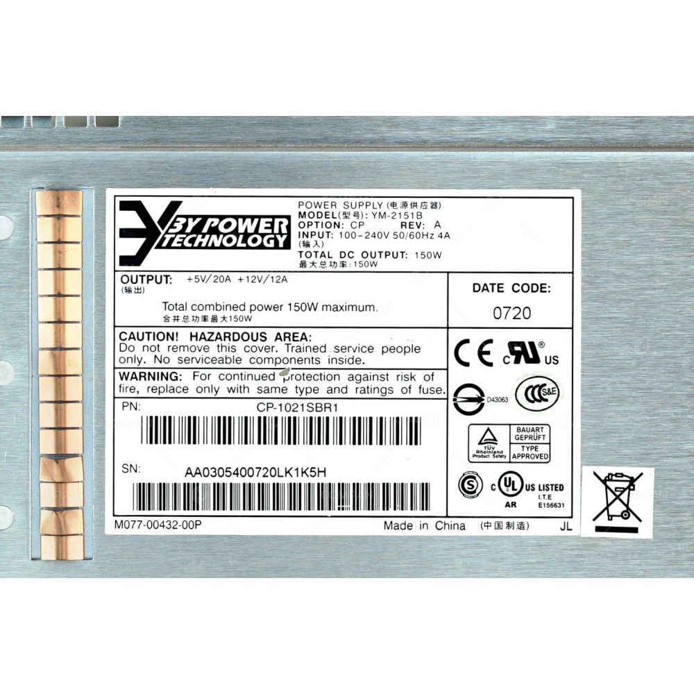 371-0536-01 SUN 150W POWER SUPPLY FOR SUN STOREDGE 3120