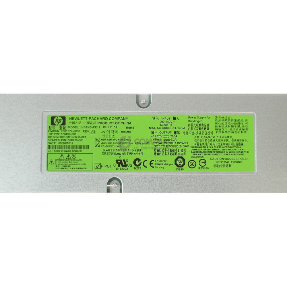 588733-001 HP 2400W PLATINUM EFF POWER SUPPLY FOR C7000 SUPERDOME