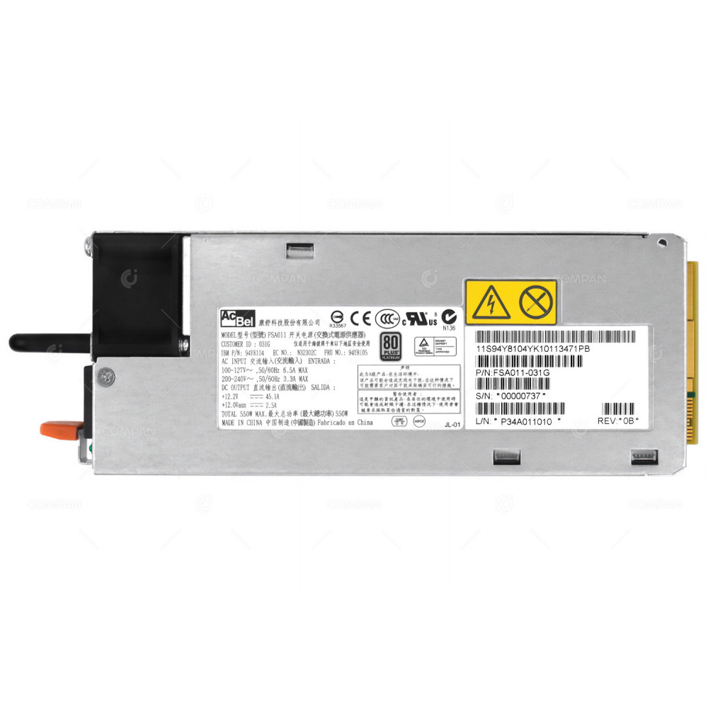 94Y8105 IBM 550W 80 PLUS PLATINUM POWER SUPPLY FOR IBM X3550 X3650 M4