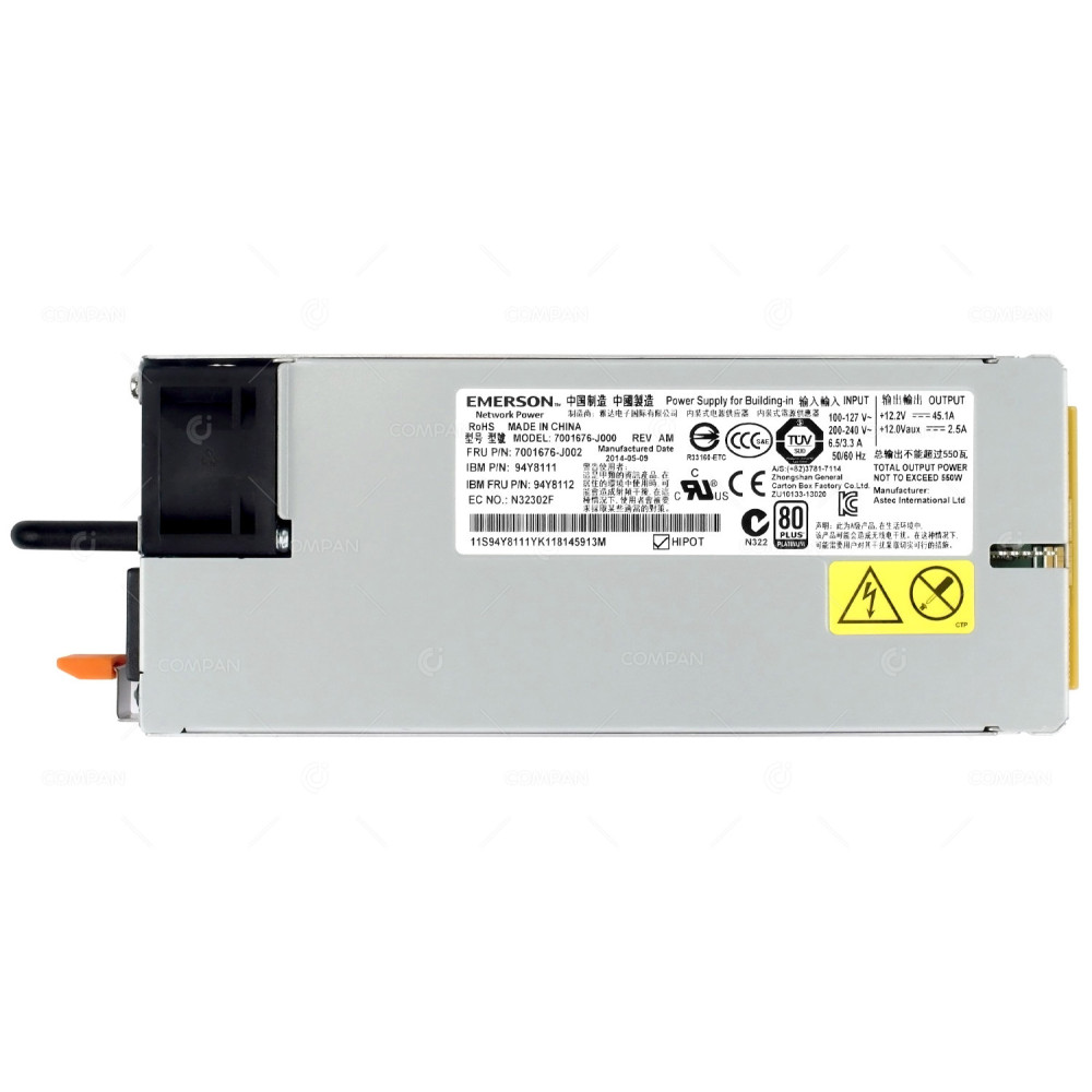 94Y8112 IBM 550W 80 PLUS PLATINUM POWER SUPPLY FOR IBM X3550 X3650