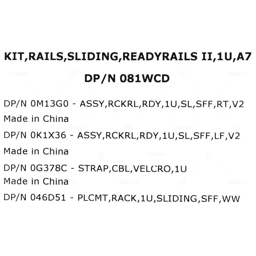 81WCD DELL A7 SLIDING 1U RAILS FOR R320 R330 R420 R430 R620 R630 R640 NX3300
