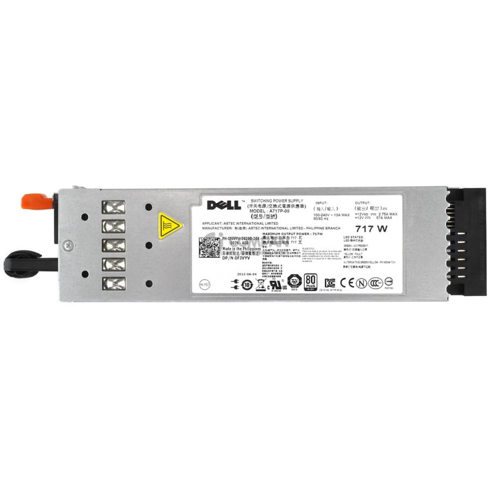 FJVYV DELL 717W POWER SUPPLY 80 PLUS SILVER FOR DELL POWEREDGE R610