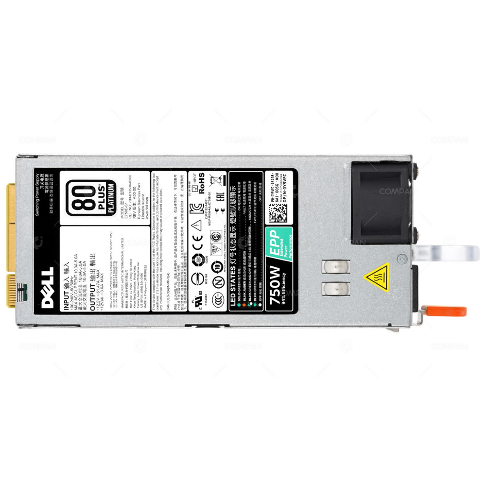Y9VFC DELL POWER SUPPLY 750W 80+ PLATINUM FOR R630 R730 R730XD T430 T630