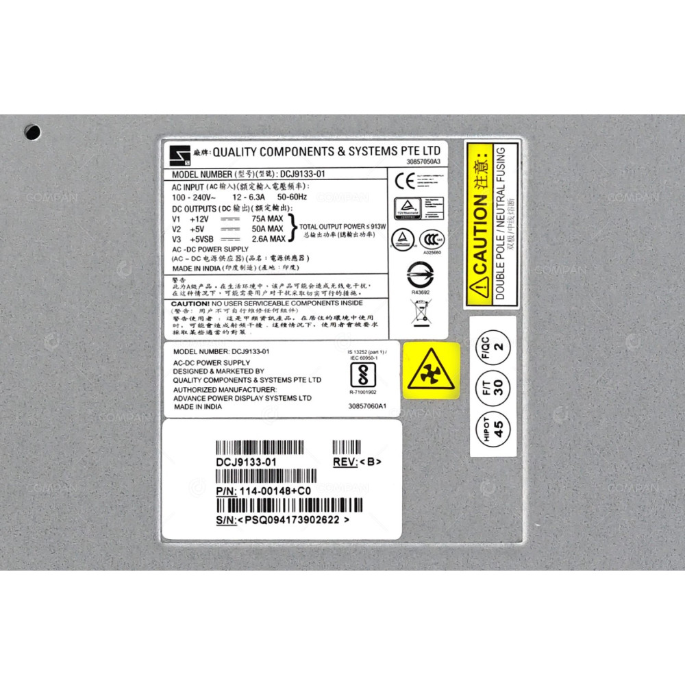 114-00148 NETAPP 913W AC POWER SUPPLY FOR NETAPP FAS2650 DS224C