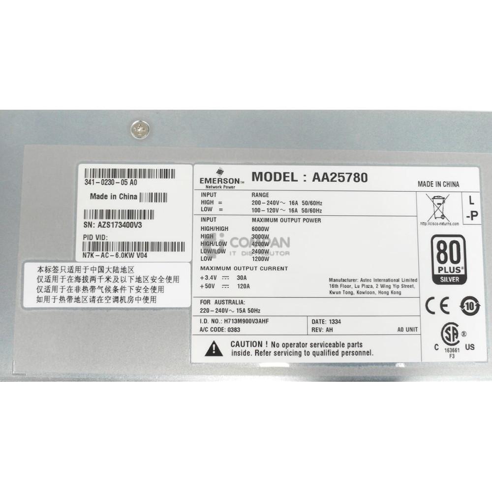 N7K-AC-6.0KW CISCO 6000W AC POWER SUPPLY FOR CISCO NEXUS 7009 7010