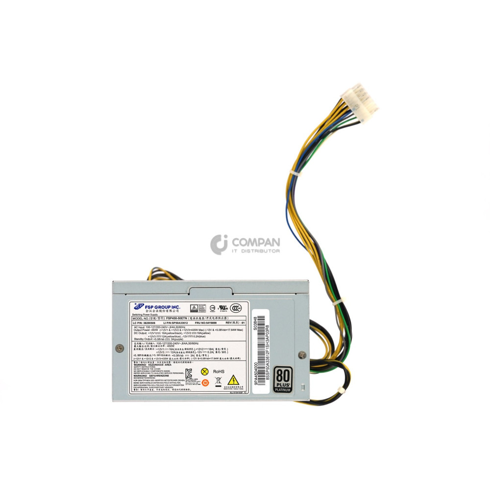 54Y8899 LENOVO 450W 80 PLUS PLATINUM POWER SUPPLY FOR THINKSERVER TS140