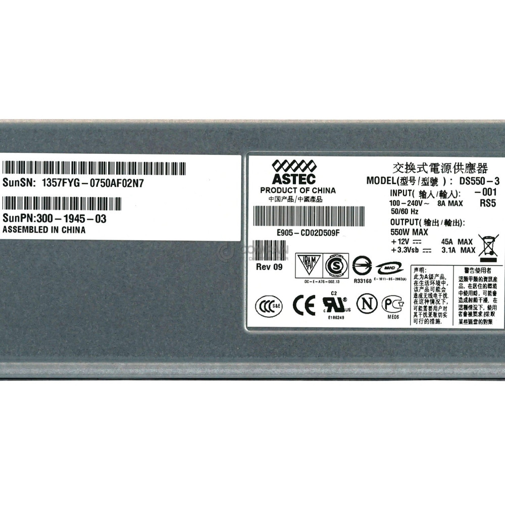 300-1945-03 SUN 550W POWER SUPPLY FOR SUNFIRE V245