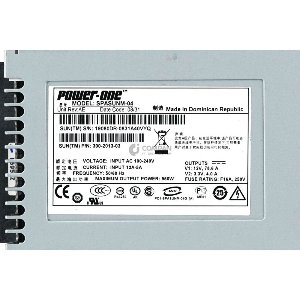 300-2013-03 SUN 950W POWER SUPPLY FOR SUN FIRE X4600 M2
