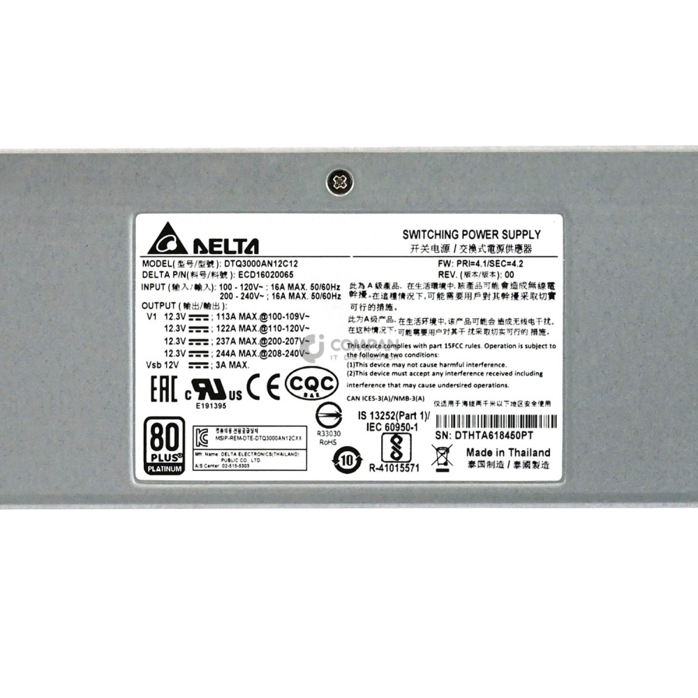 DTQ3000AN12C12 DELTA 80+ PLATINUM 3000W POWER SUPPLY FOR HP STORAGE HF20