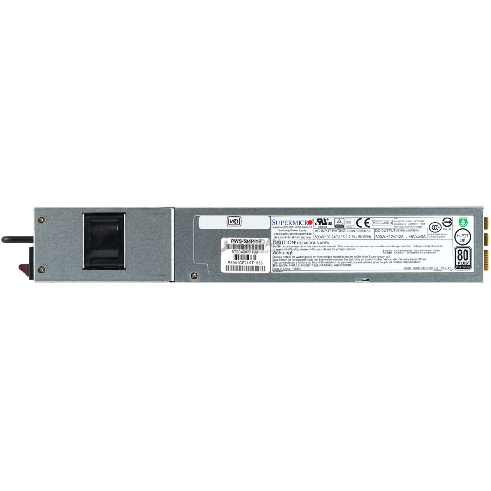 PWS-504P-1R SUPERMICRO 500W 80PLUS PLATINUM POWER SUPPLY