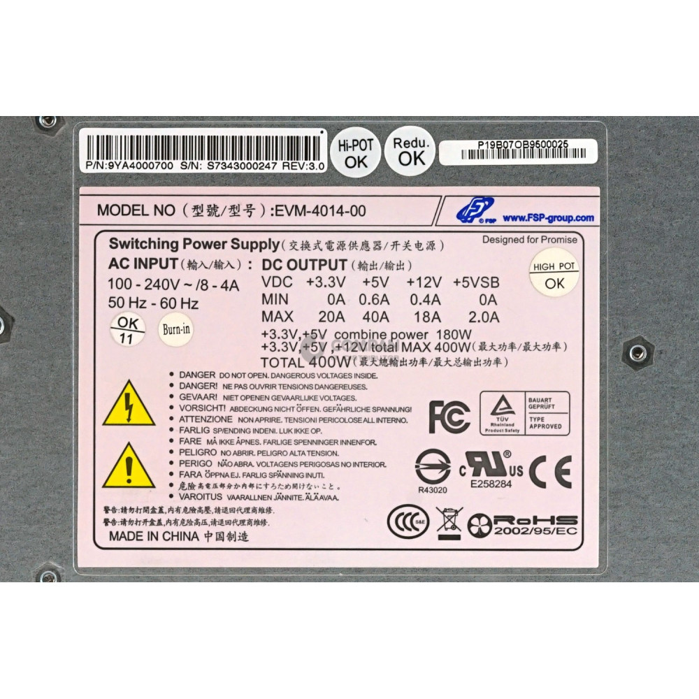 9YA4000700 PROMISE TECHNOLOGY 400W POWER SUPPLY