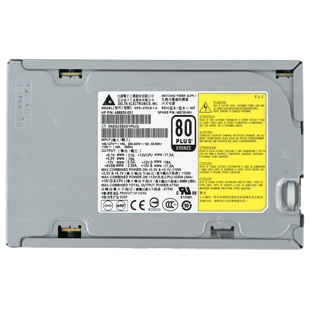 480720-001 HP 475W 80+ BRONZE POWER SUPPLY FOR HP Z400 WORKSTATION