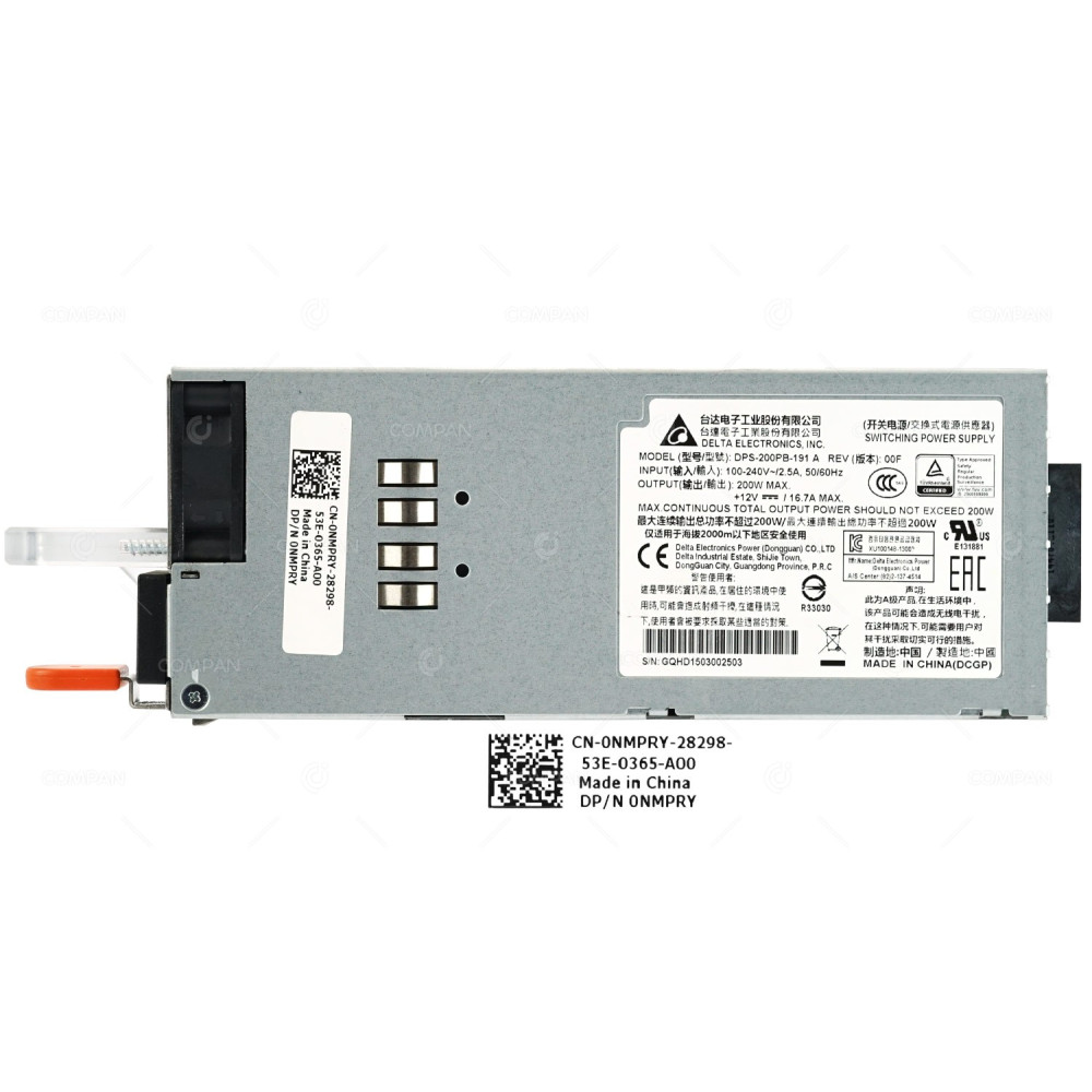 NMPRY DELL 200W POWER SUPPLY FOR N3024 SWITCH 0NMPRY