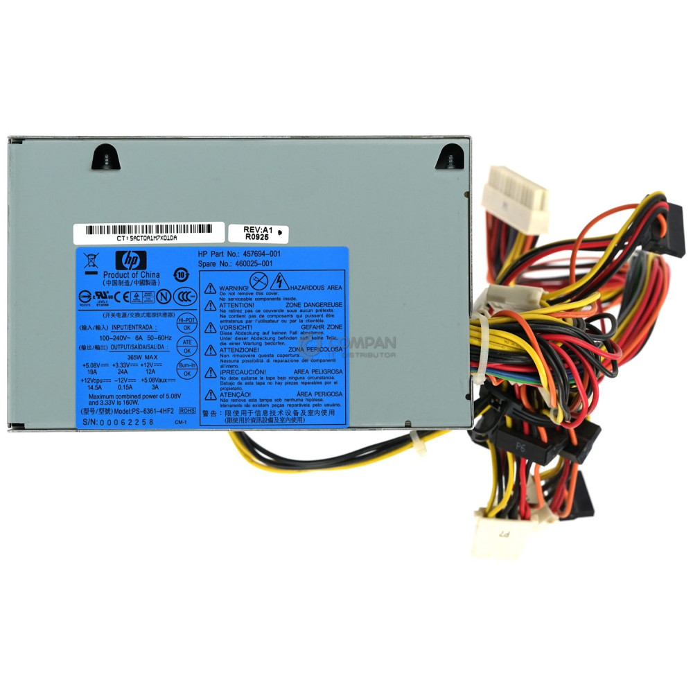 460025-001 HP PROLIANT 365W POWER SUPPLY FOR ML115 G5 457694-001