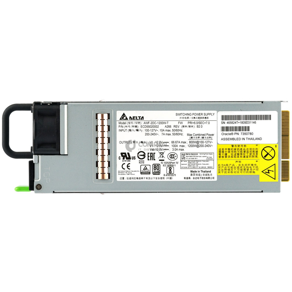 7350780 SUN ORACLE 1200W POWER SUPPLY FOR SPARC S7-2 AWF-2DC-1200W-T