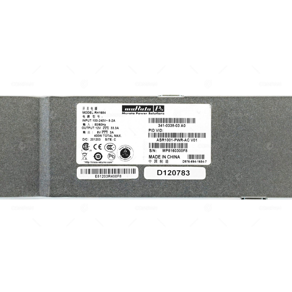 ASR1001-PWR-AC CISCO 400W PSU FOR ASR1001 ROUTER 341-0338-03, RH1654