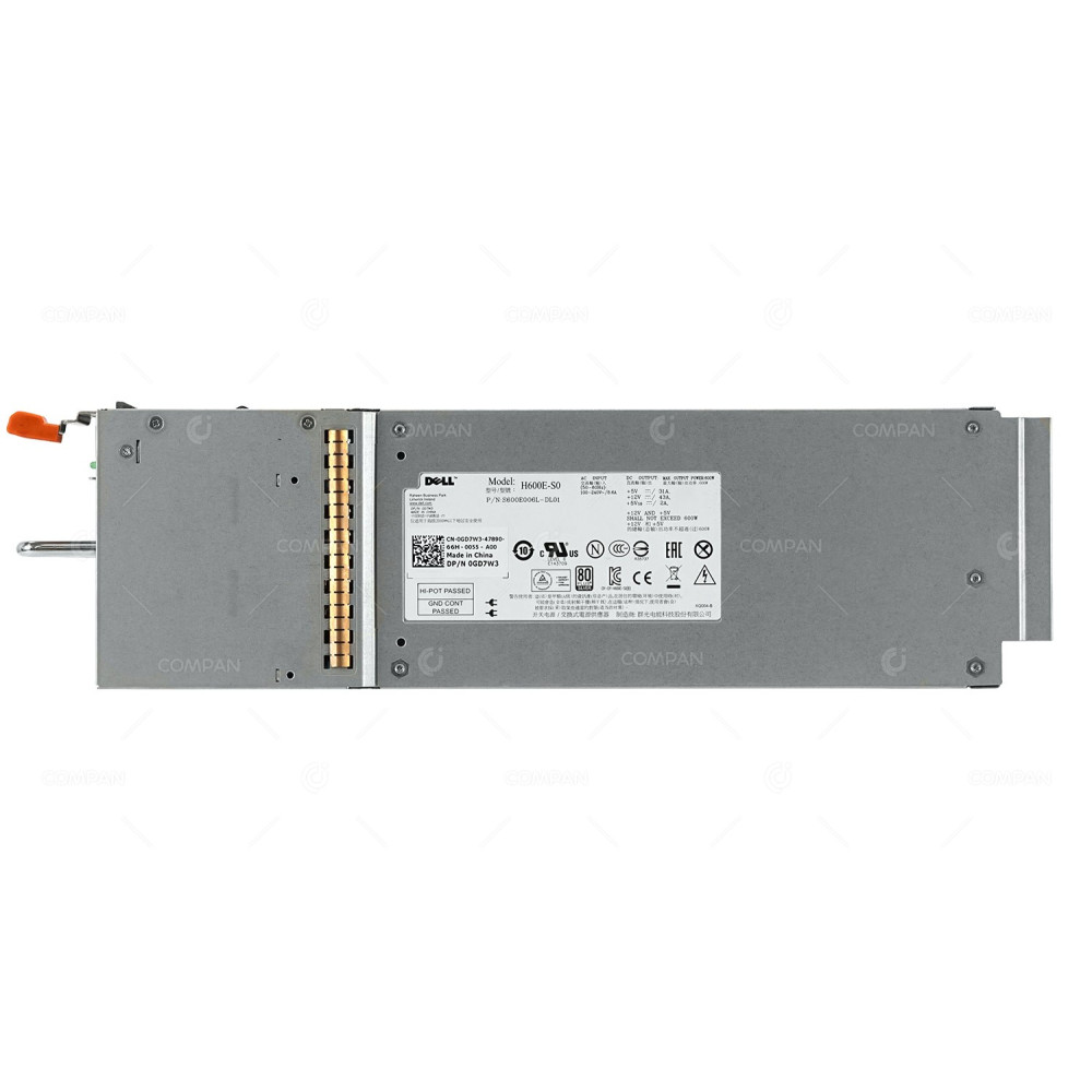 GD7W3 DELL 600W PSU 80+ SILVER FOR SC400 SC420, MD12XX MD32XX MD34XX 36XX 38XX