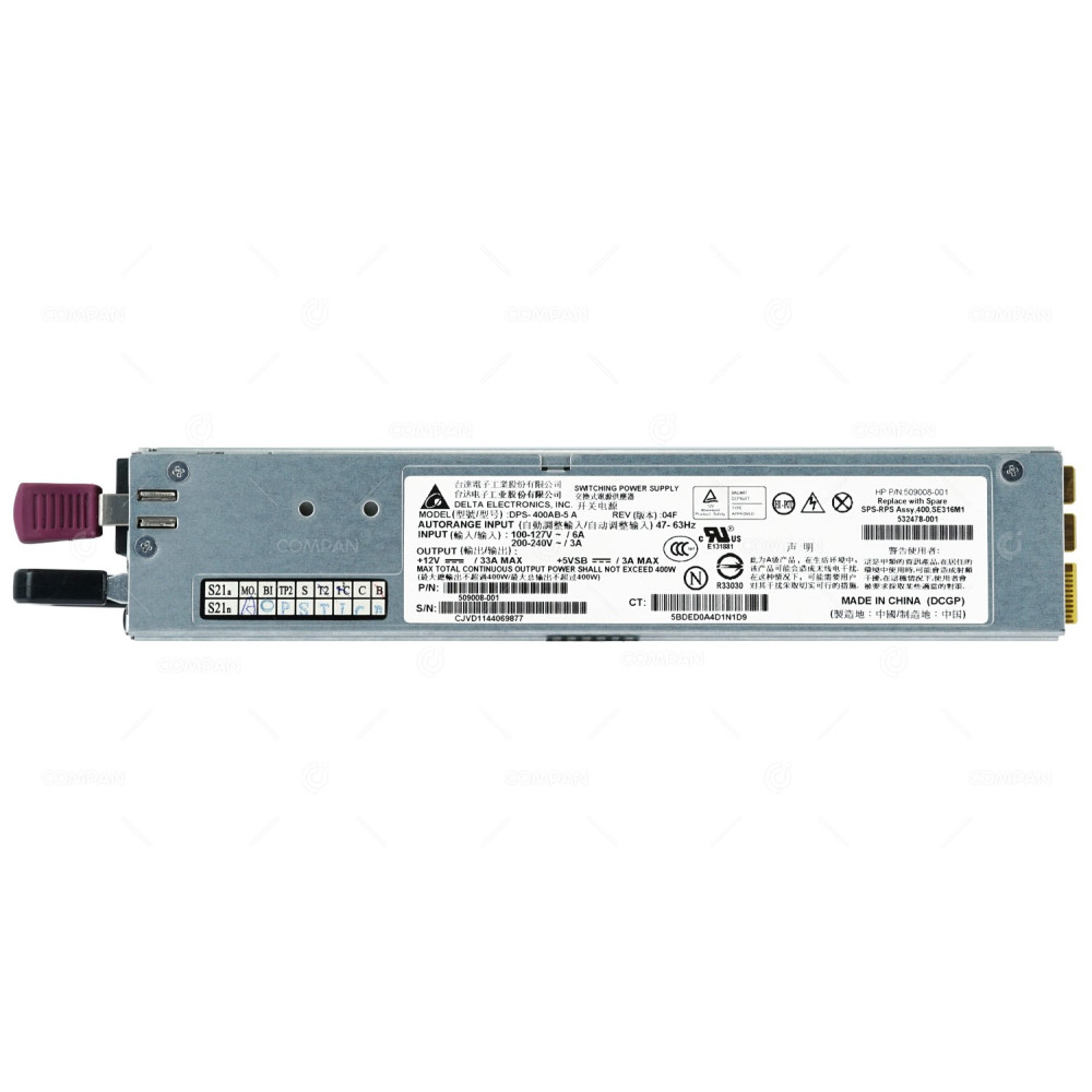 532478-001 HP 400W HOT-SWAP POWER SUPPLY FOR HP PROLIANT DL160 G6