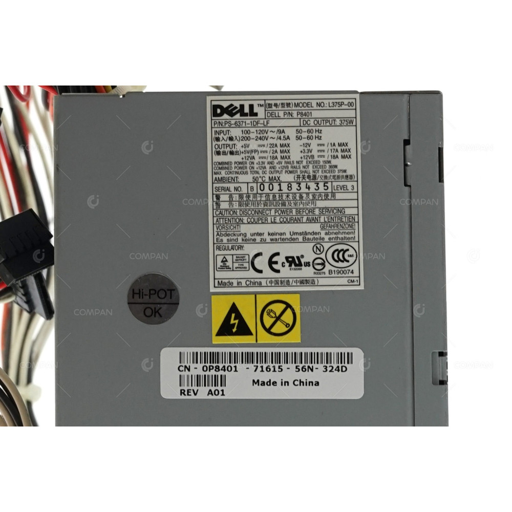 P8401 DELL POWER SUPPLY 375W FOR DELL PRECISION 380