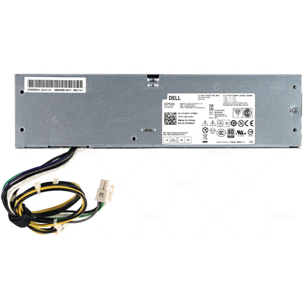 YH9D7 DELL 255W PSU 80+ GOLD WITH 4 PIN CONNECTOR & 8 PIN CONNECTOR FOR OPTIPLEX