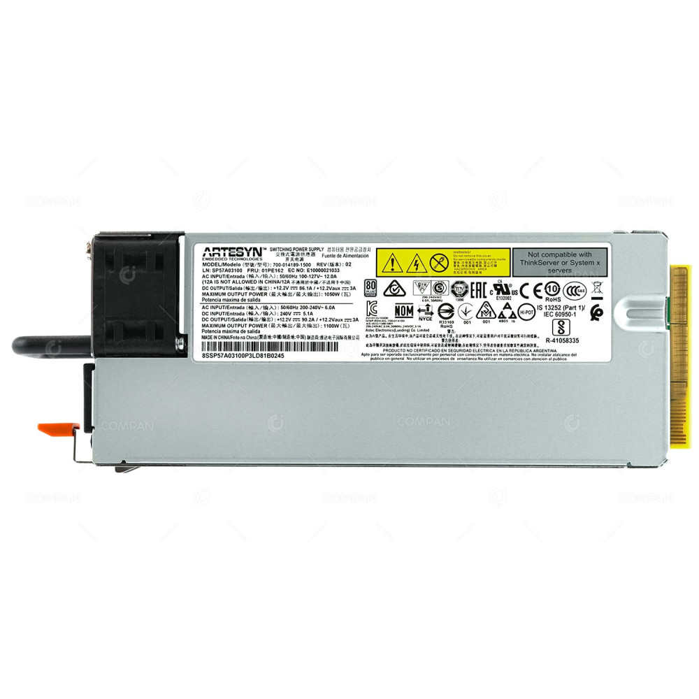 01PE162  LENOVO 1100W POWER SUPPLY 80 PLUS PLATINUM HOT-SWAP FOR THINKSYSTEM