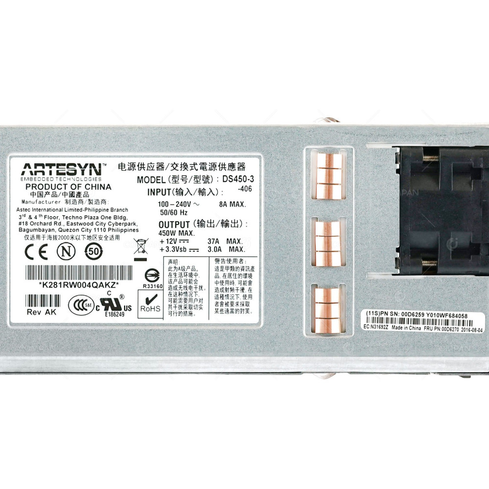 00D6270 LENOVO 450W POWER SUPPLY FOR LENOVO RACKSWITCH G8264 G8052