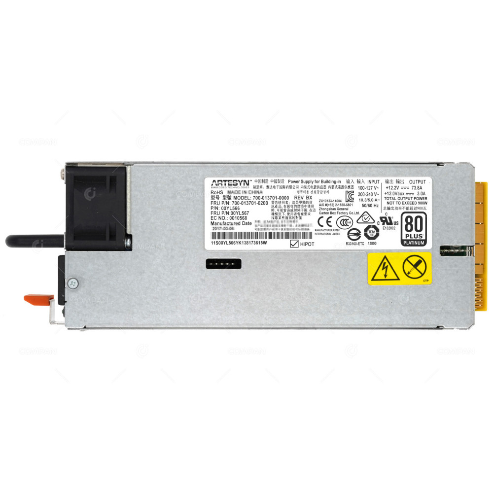 00YL567 IBM 900W 80 PLUS PLATINUM POWER SUPPLY FOR X3550 X3650 00YL566, 700-013701-200
