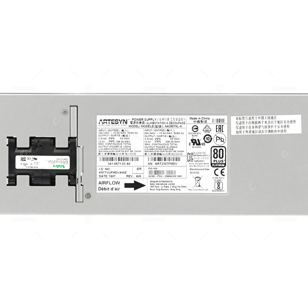 341-0571-03 CISCO POWER SUPPLY 5108 2500W PLATINUM AC FOR UCS UCSB-PSU-2500ACDV
