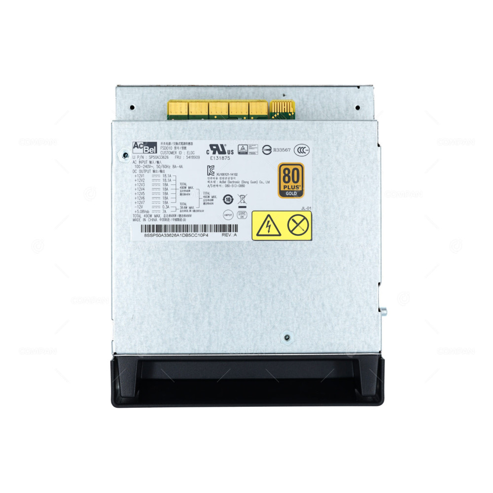 54Y8909 LENOVO 490W POWER SUPLY 80+ GOLD FOT THINKSTATION P500 SP50A33626, FSD010, 080-5130880,