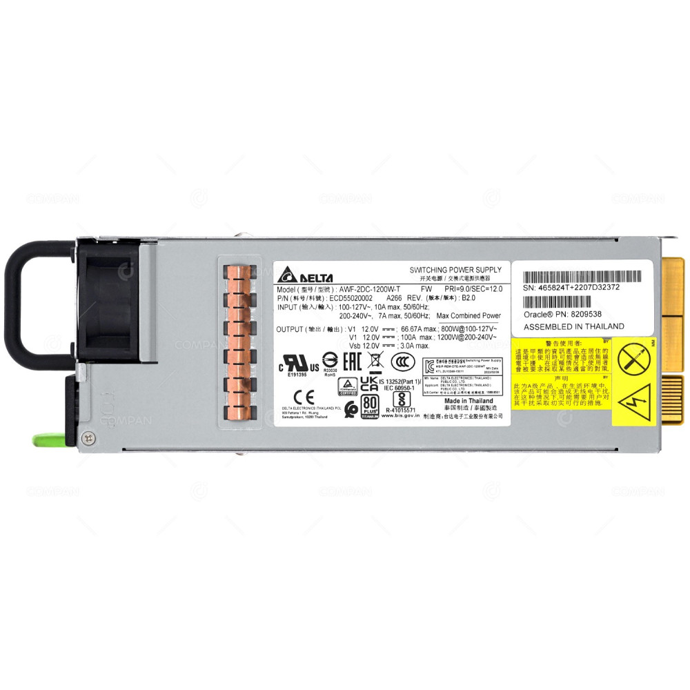 8209538 SUN ORACLE 1200W SWITCHING POWER SUPPLY FOR X7-2 AWF-2DC-1200W-T