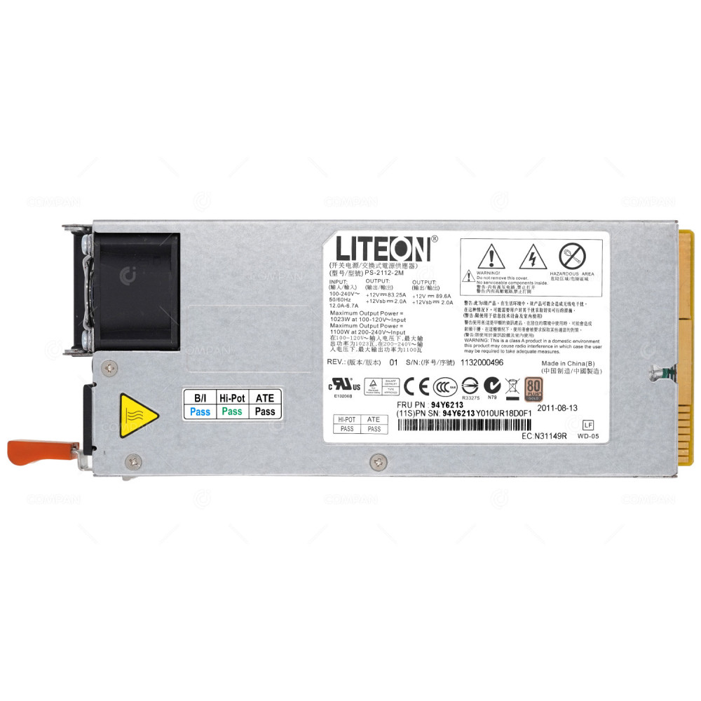 94Y6213 IBM POWER SUPPLY 1100W 80PLUS GOLD FOR X3755 M3 PS-2112-2M