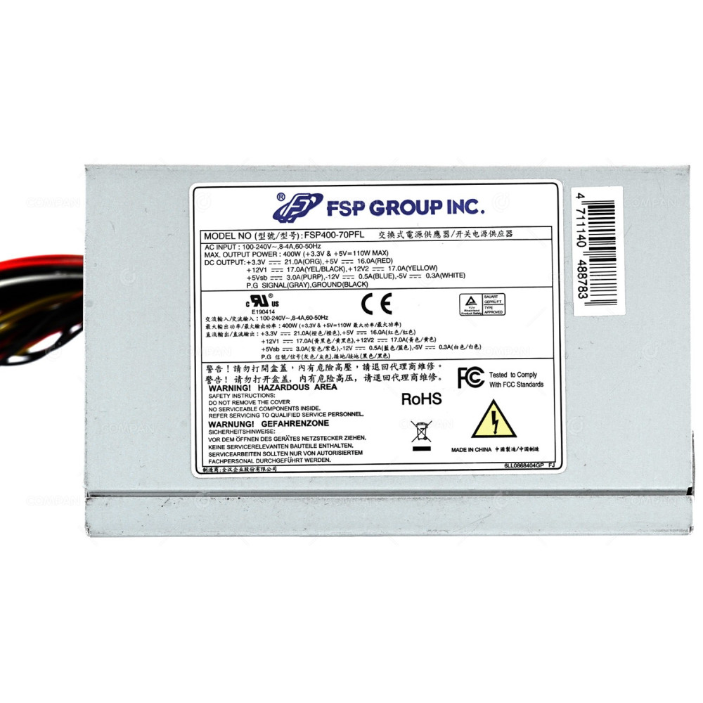 9PA400A101 FSP GROUP 400W 24 PIN 3X MOLEX 3X SATA 80PLUS BRONZE POWER SUPPLY FSP400-70PFL
