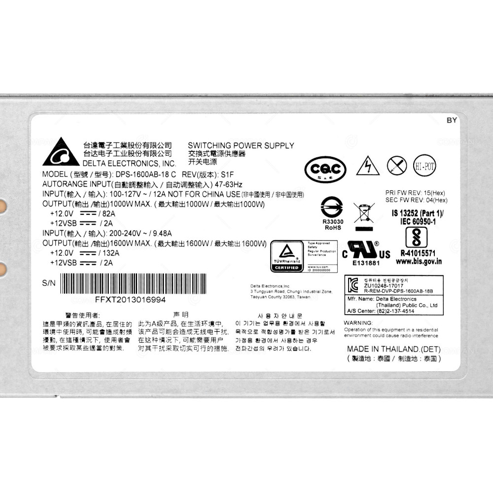 DPS-1600AB-18 NETAPP 1600W AC POWER SUPPLY FOR FAS8300