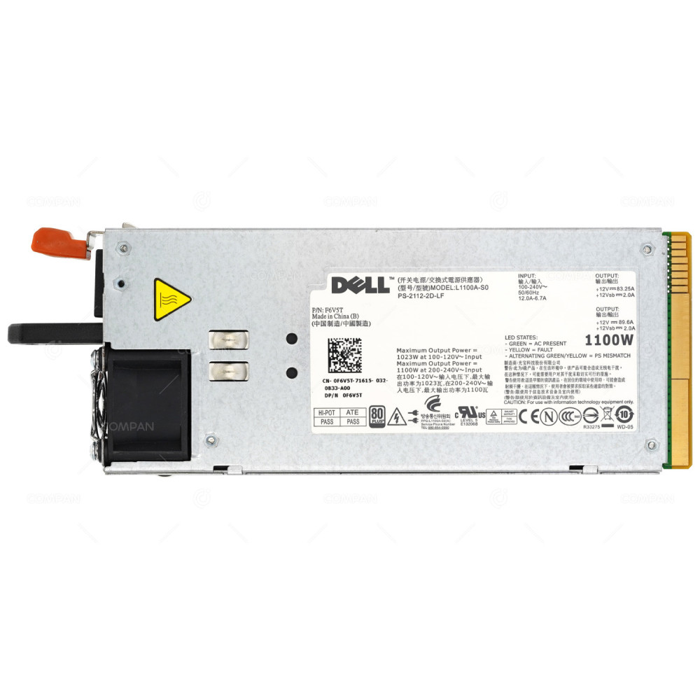 F6V5T DELL POWER SUPPLY 750W 80 PLUS GOLD FOR R510 R810 R910 T710 0F6V5T