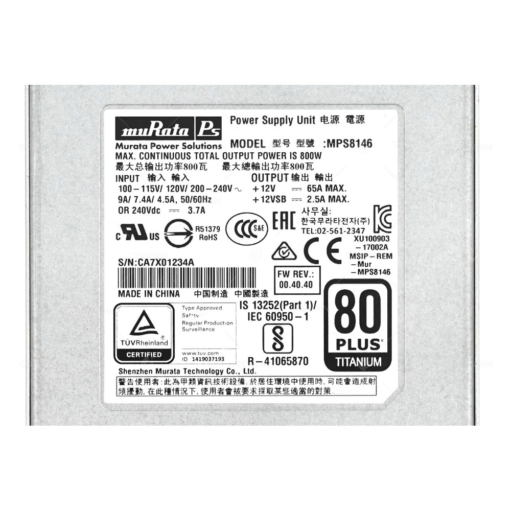 MPS8146 HITACHI MURATA 800W 80 PLUS TITANIUM POWER SUPPLY FOR DS220 G1 -