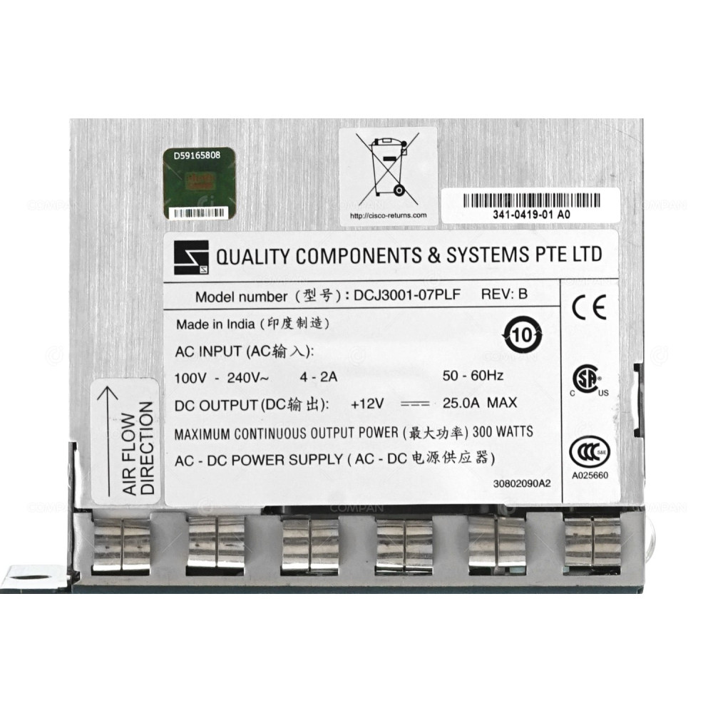 PWR-C49E-300AC-F CISCO 300W POWER SUPPLY PORT SIDE EXHAUST FOR CATALYST 4948E-F