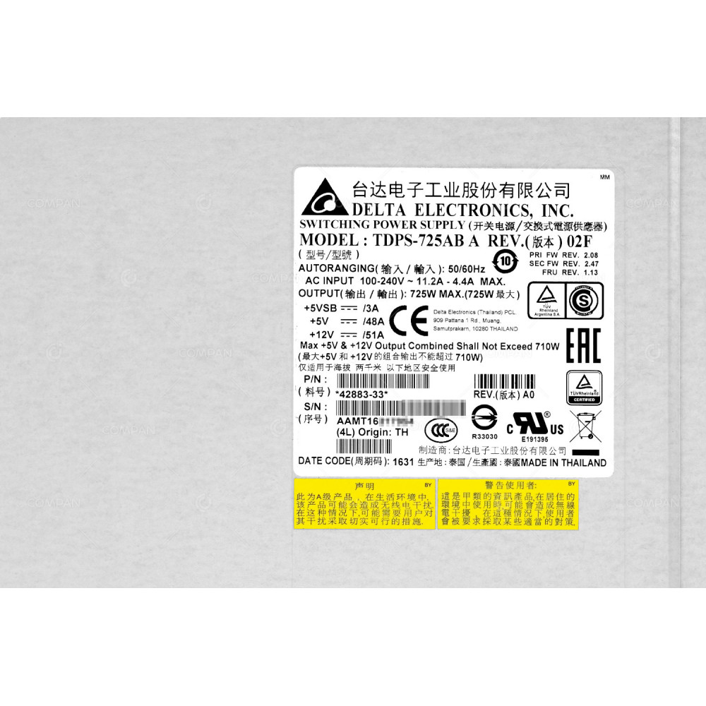 A100055 NETAPP 710W AC POWER SUPPLY FOR NETAPP E2600