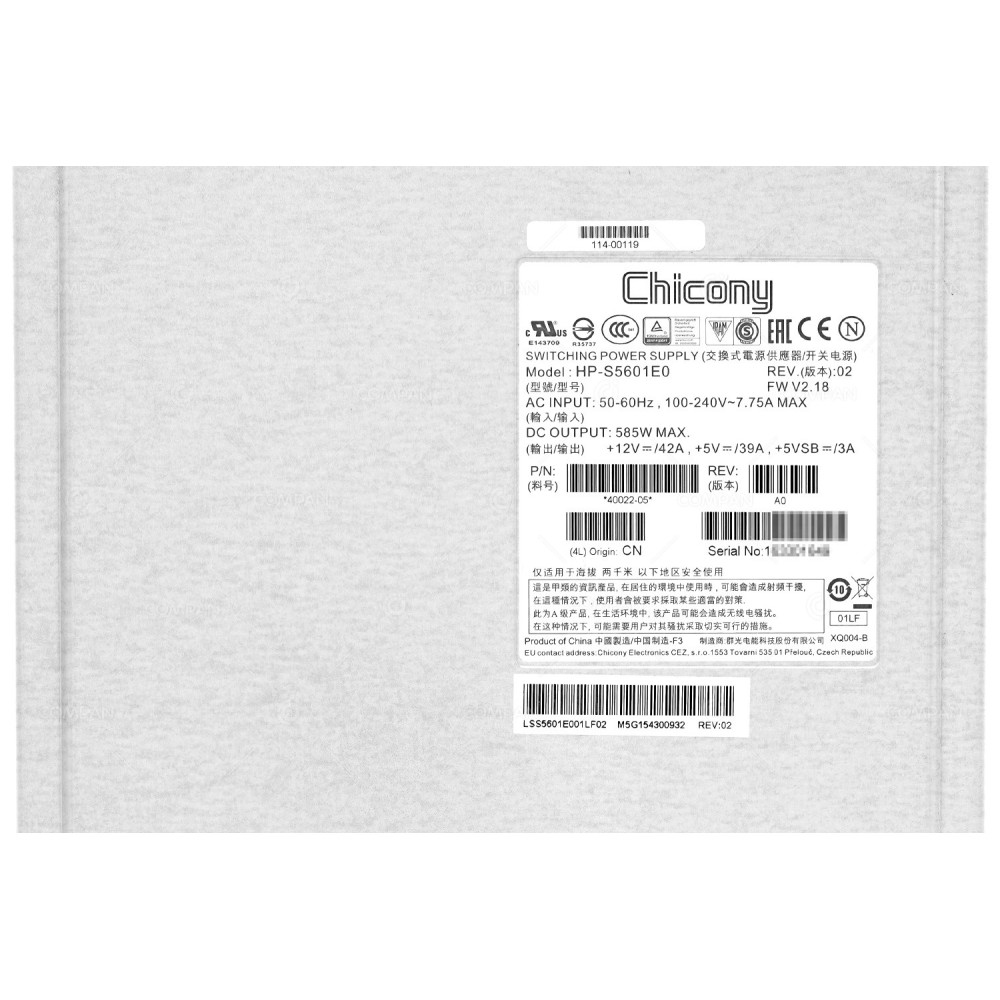 349-4460200  NETAPP 585W AC POWER SUPPLY FOR NETAPP E2600 CLASS 5350 MODEL 0833