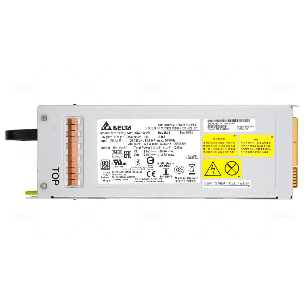 7352200  SUN ORACLE 1000W 80 PLUS PLATINUM POWER SUPPLY FOR ORACLE SPARC T7-1